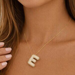 “Hailey” Bubble Bling Letter Necklace